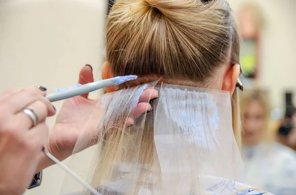 Professional Hairdresser Coloring Hair — Stock Photo, Image