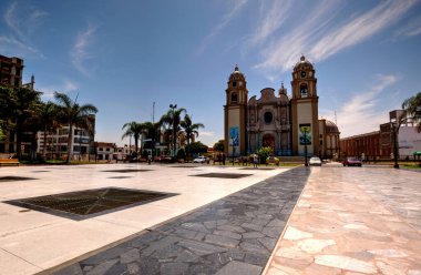 Yeni Chimbote, Peru - 16 Nisan 2018: Yeni Chimbote Peru 'daki San Pedro Katedrali' nin karesine bakın
