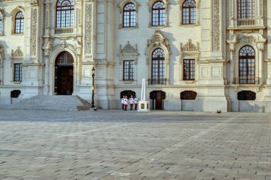 Lima, Peru - 21 Nisan 2018: Güneşli öğleden sonra Hükümet Sarayı manzarası
