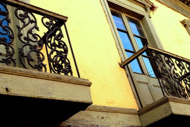 Orta Lima Peru 'daki balkonların mimari ayrıntıları