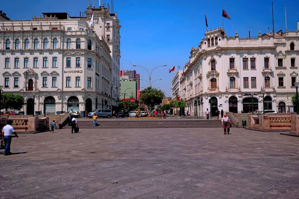 Lima Pérou Avril 2018 Des Touristes Marchent Parlent Sur Plaza — Photo