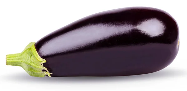 Aubergine Geïsoleerd Verse Aubergine Fruit Met Stam Geïsoleerd Een Witte — Stockfoto