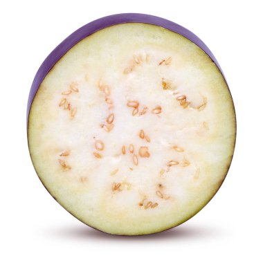 İzole patlıcan. Kırpma yolu ile beyaz arka plan üzerinde izole taze patlıcan sebze dilim