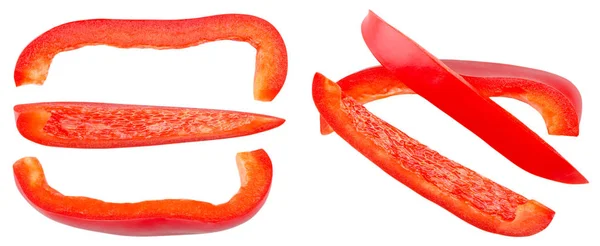 Geïsoleerde Peper Set Van Verse Gesneden Paprika Geïsoleerd Witte Achtergrond — Stockfoto