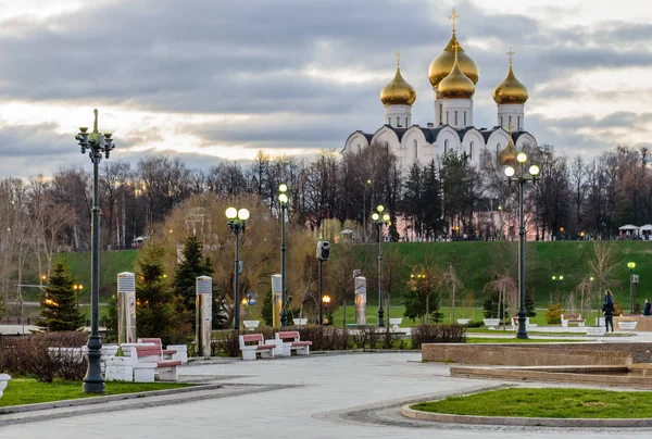 Anel Dourado Rússia Uspensky Catedral Strelka Park Bela Vista Para — Fotografia de Stock