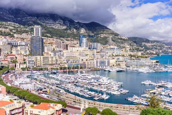 Monacké Knížectví Monako Března 2018 Cityscape Přístav Monte Carlo Letecký — Stock fotografie