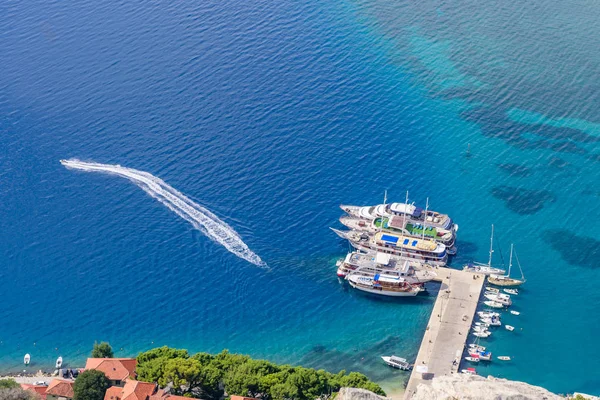 Beautiful Aerial View Coastline Adriatic Sea Omis Town Dalmatia Region — Stock Photo, Image