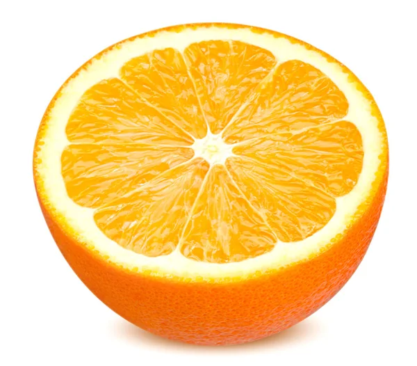 Vereinzelte Orangenfrüchte Halb Orange Isoliert Auf Weißem Hintergrund Mit Clipping — Stockfoto