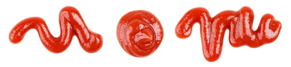 Geïsoleerde Tomatenketchup Tomatensaus Rode Ketchup Spatten Geïsoleerd Witte Achtergrond Met — Stockfoto