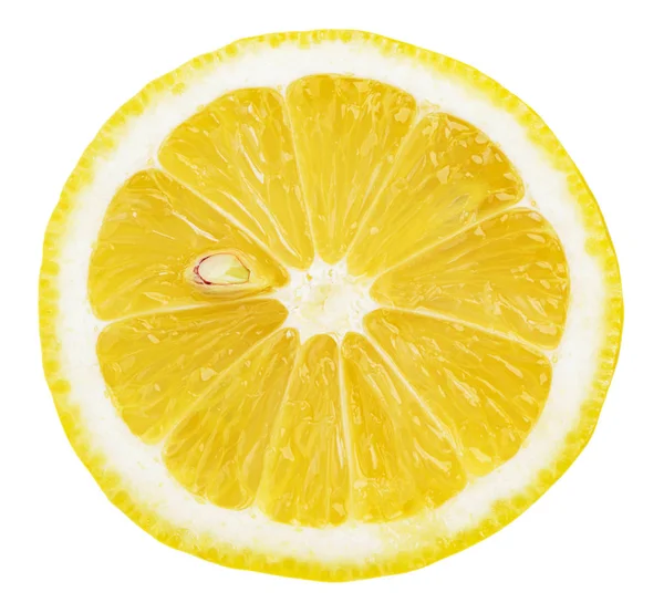 Limone Isolato Fetta Limone Fresco Isolato Sfondo Bianco Con Percorso — Foto Stock