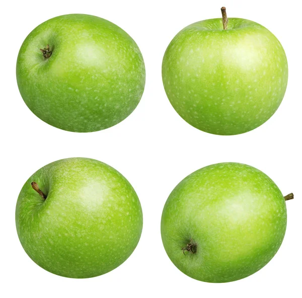 Изолированные Яблоки Коллекция Зеленого Цельного Яблока Изолированы Белом Фоне Обрезкой — стоковое фото
