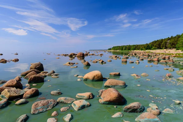 Baltic sea coast. Beautiful sea shore with blue water. Gulf of Finland coast, Lautaranta Cape, Leningrad region, Russia