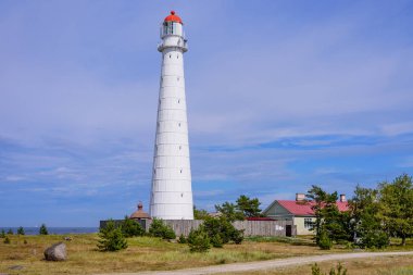 Hiiumaa adasını gezmek. Tahkuna deniz feneri, Estonya 'nın Hiiumaa adası, Baltık Denizi kıyısında popüler bir dönüm noktasıdır.