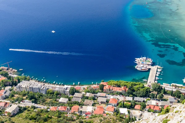 Schöne Luftaufnahme Der Küste Und Des Adriatischen Meeres Omis Stadt — Stockfoto