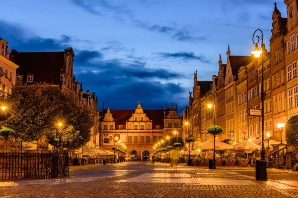 Gdansk Lengyelország 2019 Október Gdansk Óvárosi Városkép Éjjel Hosszú Piac — Stock Fotó