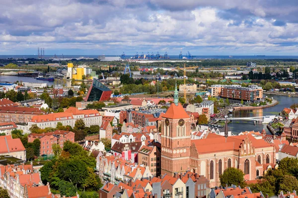 波兰格但斯克Gdansk古城美丽的空中景观 — 图库照片