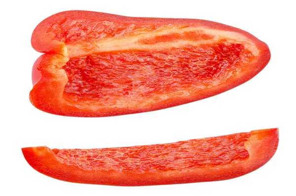 Geïsoleerde Peper Set Van Verse Gesneden Paprika Geïsoleerd Witte Achtergrond — Stockfoto