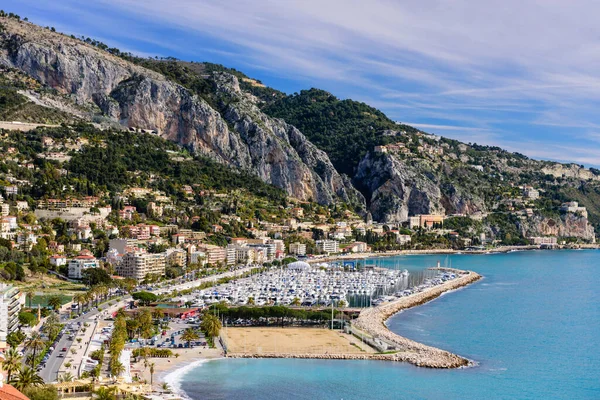 Krásný Letecký Výhled Pobřeží Francouzská Riviéra Pobřeží Slonoviny Město Menton — Stock fotografie