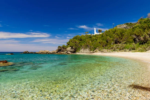 Het Schilderachtige Potami Strand Een Populaire Bestemming Het Griekse Eiland — Stockfoto