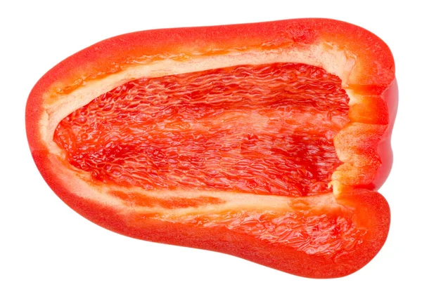 Geïsoleerde Rode Peper Helft Van Verse Gesneden Paprika Geïsoleerd Witte — Stockfoto