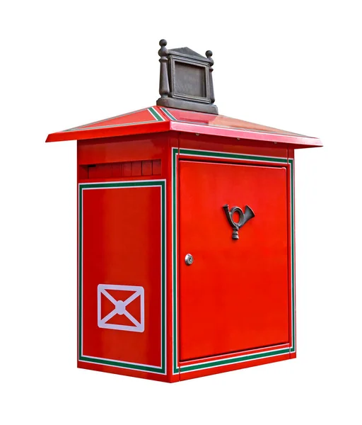 Big Red Mailbox Isolated White Background Clipping Path — Stock Photo, Image