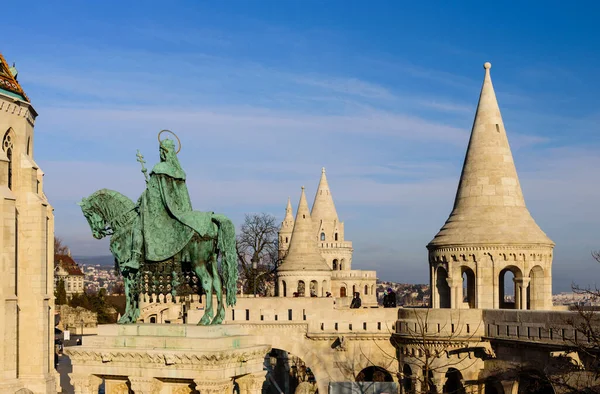 Budapest Hungary January 2017 Fisherman Bastion Statue Stephen — Stock Photo, Image