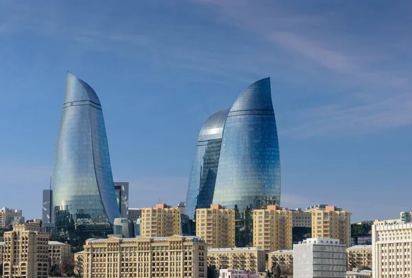 Bakü Azerbaycan Şubat 2017 Bakü Kulelerinin Resmi Bakü Alev Kuleleri — Stok fotoğraf
