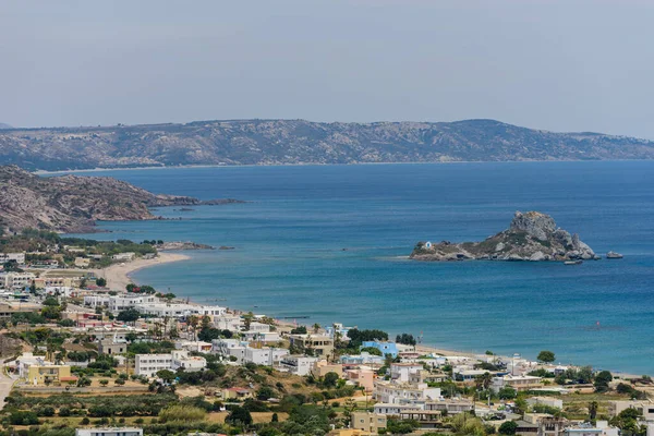 Kastri岛Kefalos村和希腊Dodecanese Kos岛海岸线美丽的空中景观 — 图库照片