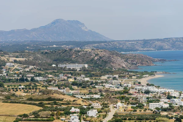 Kastri岛Kefalos村和希腊Dodecanese Kos岛海岸线美丽的空中景观 — 图库照片