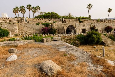 Neratzia kalesi, popüler bir turizm ve mimari merkezi, Kos Adası, Dodecanese, Yunanistan.
