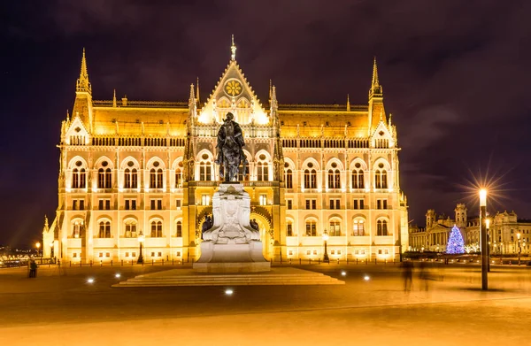 Вид Парламент Будапешта Ночью Венгрия — стоковое фото