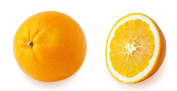 Isolerade Apelsinfrukter Hela Orange Och Orange Skivad Isolerad Den Vita — Stockfoto