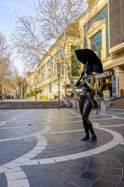 Bakü, Azerbaycan - 23 Şubat 2017: Çeşme Meydanı, şehrin tarihi merkezinde bir kare.