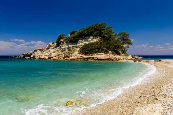 Praia Kokkari Uma Praia Pitoresca Vila Kokkari Ilha Samos Grécia — Fotografia de Stock