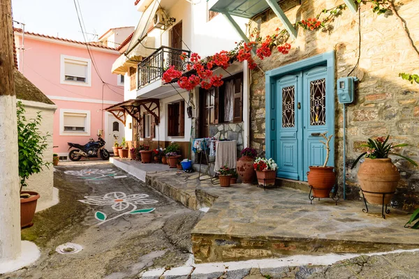 Samos Stad Samos Grekland Maj 2017 Pittoresk Gata Byn Vathi — Stockfoto