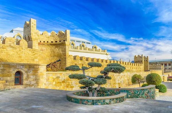 Muralla Casco Antiguo Bakú Destino Turístico Popular Punto Referencia Bakú —  Fotos de Stock
