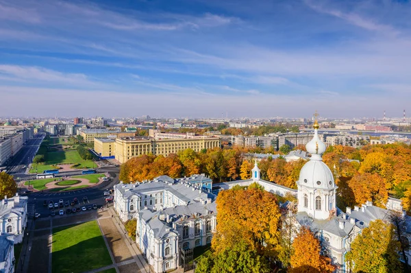 Besichtigung Von Petersburg Smolny Kathedrale Und Schöne Luftaufnahme Von Petersburg — Stockfoto