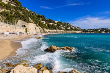 Villefranche-sur-Mer, Fransa 'daki güzel Akdeniz plajı