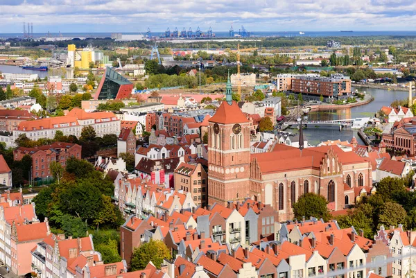 Danzica Polonia Ottobre 2019 Bella Vista Aerea Della Città Vecchia — Foto Stock