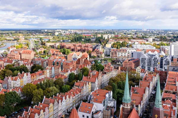波兰格但斯克 2019年10月6日 格但斯克古城美丽的空中景观 — 图库照片