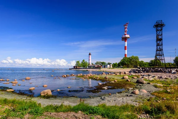 Shepelevsky Lighthouse Picturesque Coast Gulf Finland Beautiful Summer View Baltic — Stock Photo, Image