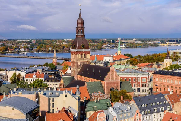 Turismo Letonia Hermosa Vista Aérea Del Casco Antiguo Riga — Foto de Stock