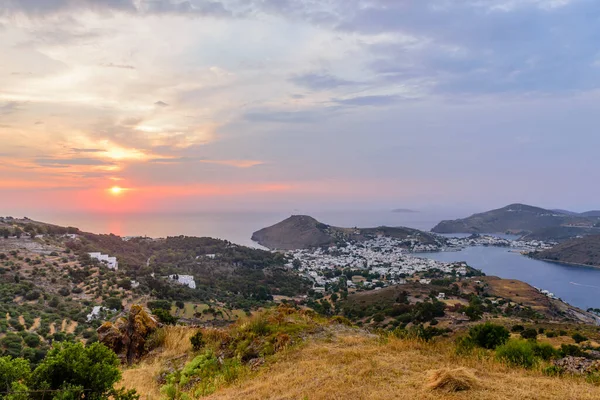 希腊群岛帕塔莫斯岛美丽的日落美景 — 图库照片
