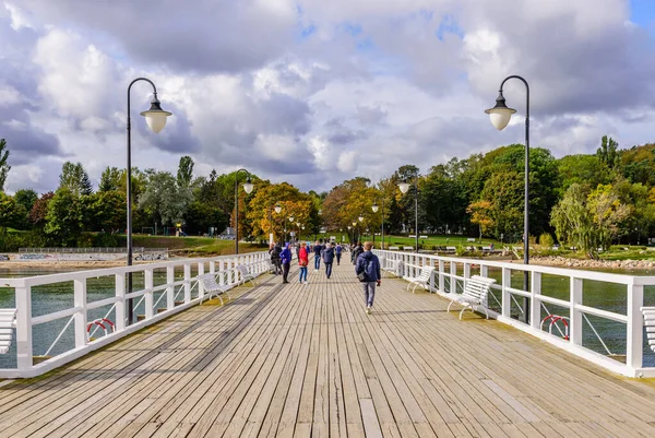 Orlowo Gdynia Polen Oktober 2019 Träbrygga Vid Östersjökusten — Stockfoto