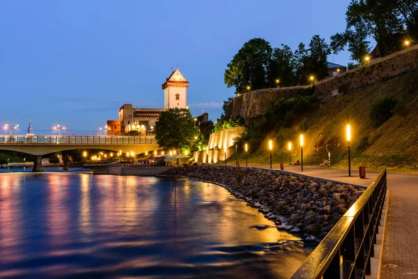 Vacker Utsikt Över Narva Slott Med Hög Hermans Torn Monumentet — Stockfoto