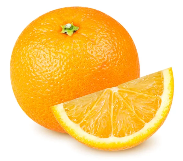 Vereinzelte Orangenfrüchte Orangene Früchte Mit Und Abgeschnitten Isoliert Auf Weißem — Stockfoto