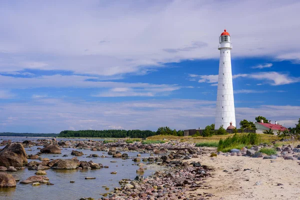 Hiiumaa Sziget Városnézése Tahkuna Világítótorony Népszerű Mérföldkő Festői Helyen Balti — Stock Fotó