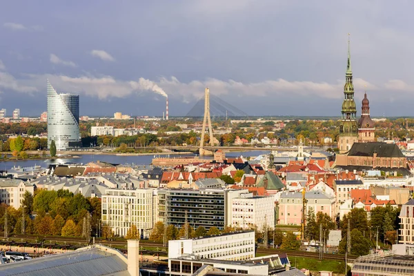 Riga Lettland Oktober 2019 Sevärdheter Lettland Vacker Antenn Utsikt Över — Stockfoto