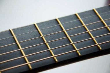 ahşap Klasik Gitar dizeleri yakın çekim