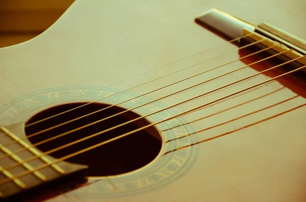 Primer Plano Guitarra Clásica Madera —  Fotos de Stock